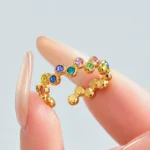 Sparkling Multi-Color Cubic Zirconia Open Band Ring-A097