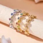 Sparkling Multi-Color Cubic Zirconia Open Band Ring-A097