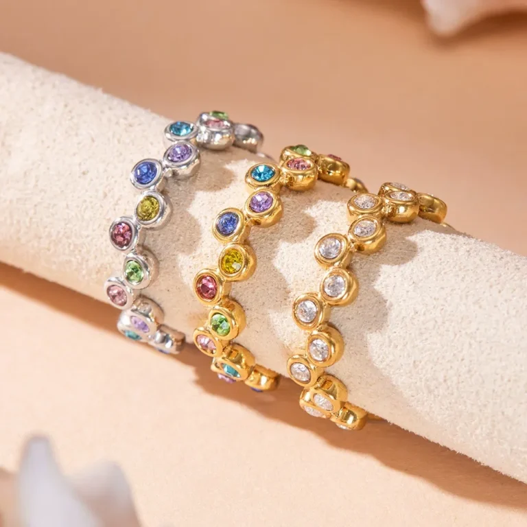 Sparkling Multi-Color Cubic Zirconia Open Band Ring-A097