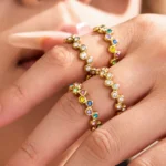 Sparkling Multi-Color Cubic Zirconia Open Band Ring-A097