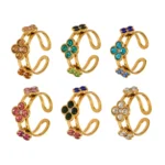 Luxury Four-Leaf Clover Cubic Zirconia Ring-A118