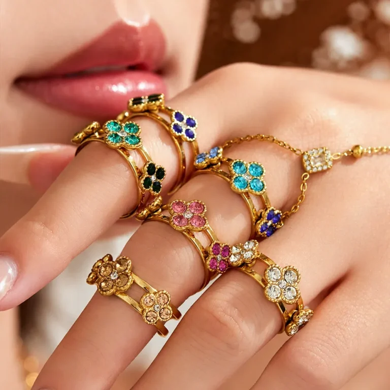 Luxury Four-Leaf Clover Cubic Zirconia Ring-A118