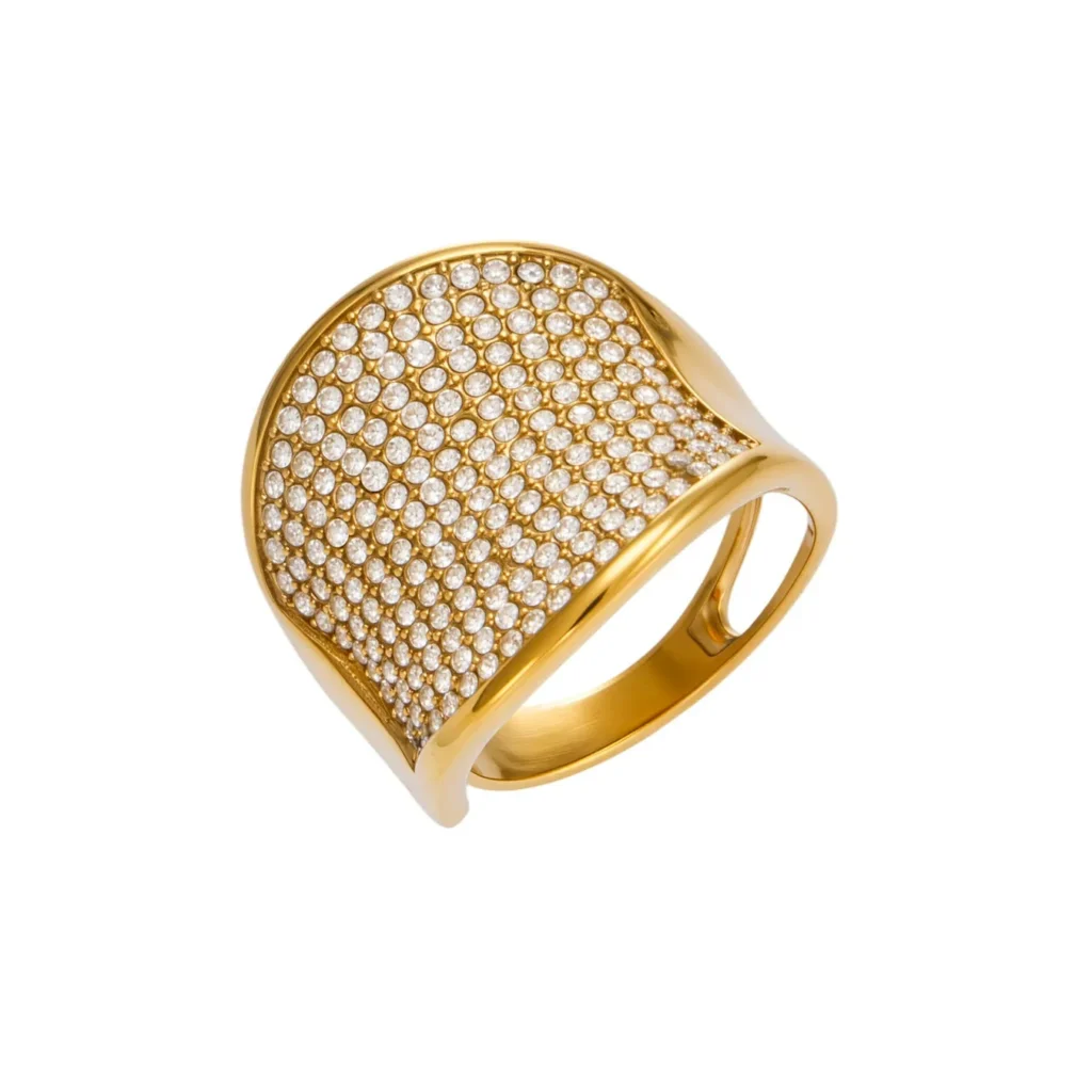 Glamorous Oversized Rhinestone & CZ Statement Ring-A136