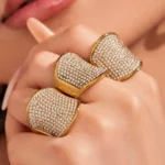 Glamorous Oversized Rhinestone & CZ Statement Ring-A136