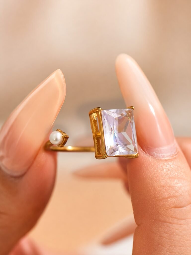 Elegant Stainless Steel Ring Featuring Cubic Zirconia-A202