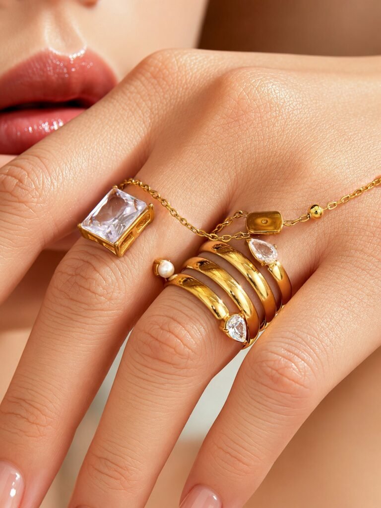 Elegant Stainless Steel Ring Featuring Cubic Zirconia-A202