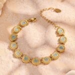Beach Style Turquoise Sea Turtle and Seashell Charm Bracelet-E069