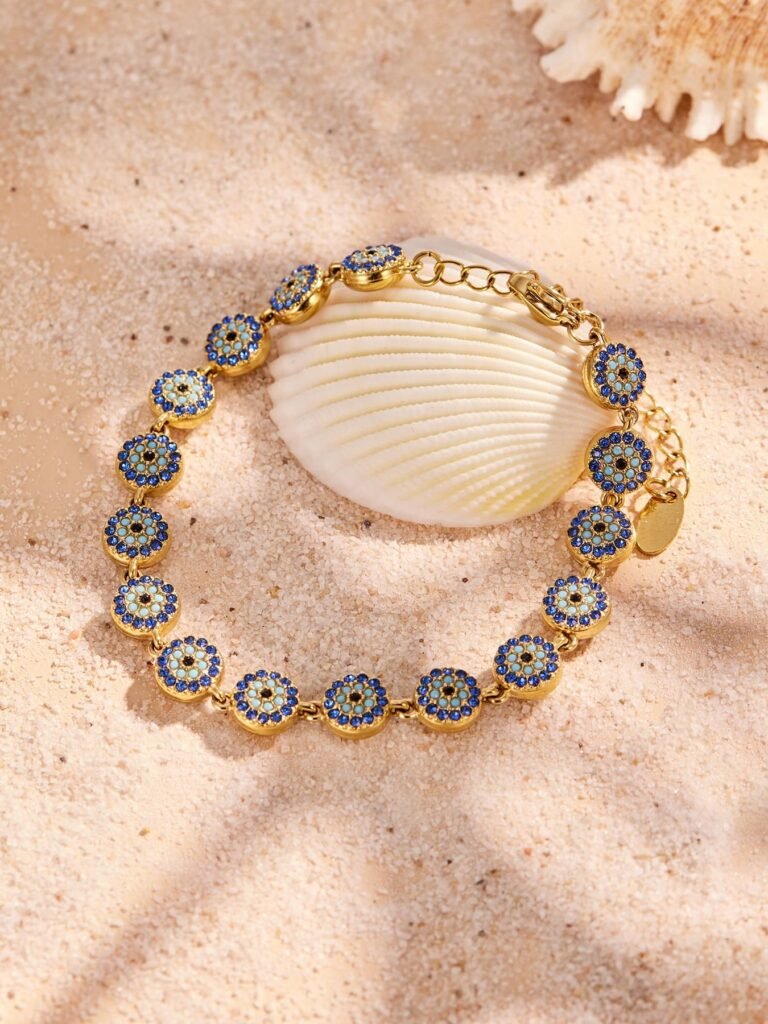 Beach Style Turquoise Sea Turtle and Seashell Charm Bracelet-E069