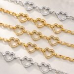 Sparkling CZ Heart Charm Bracelet--E405