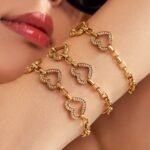 Sparkling CZ Heart Charm Bracelet--E405