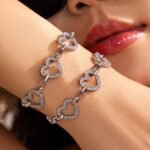 Sparkling CZ Heart Charm Bracelet--E405