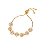 Elegant Flower Cubic Zirconia Adjustable Bracelet-E161