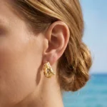  18K Gold Plated Stainless Steel Modern Geometric Hollow Teardrop Earrings – F1007