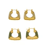 Modern U-Shaped Triangle Spiral Earrings with Cubic Zirconia-F1442