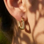 Modern U-Shaped Triangle Spiral Earrings with Cubic Zirconia-F1442