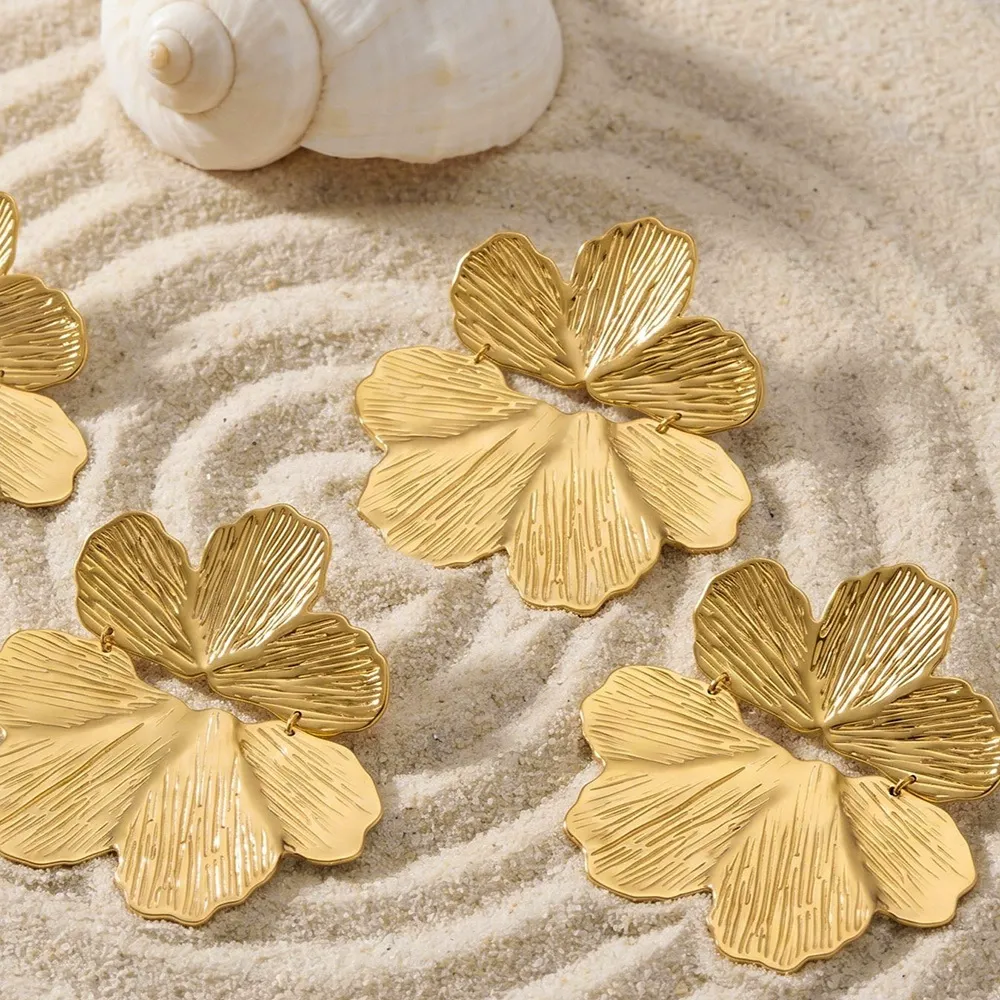Minimalist Floral Petal Statement Earrings-F1445