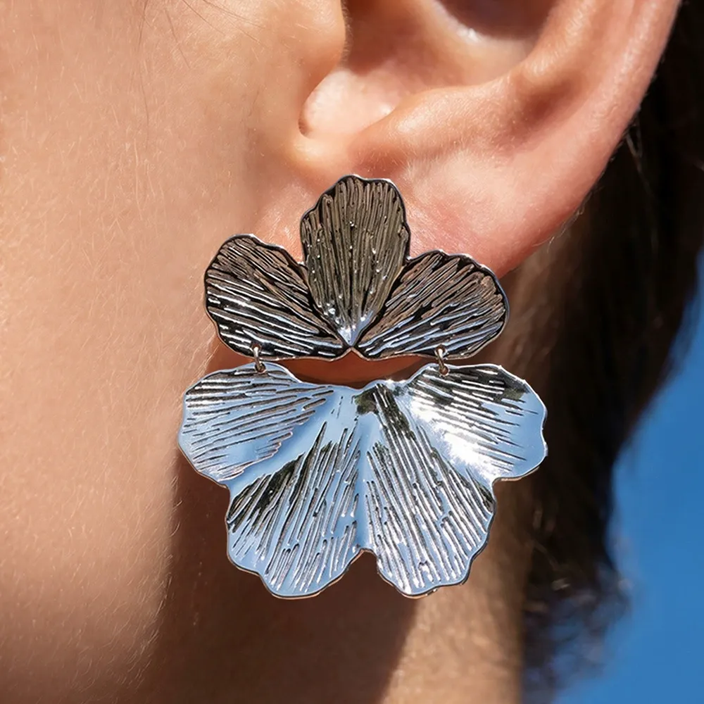 Minimalist Floral Petal Statement Earrings-F1445