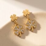 Stainless Steel Stud Earrings with Sparkling Cubic Zirconia
