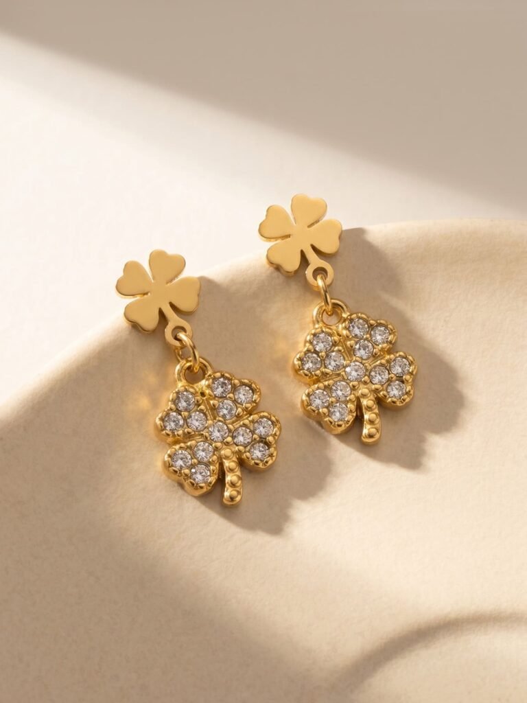 Stainless Steel Stud Earrings with Sparkling Cubic Zirconia
