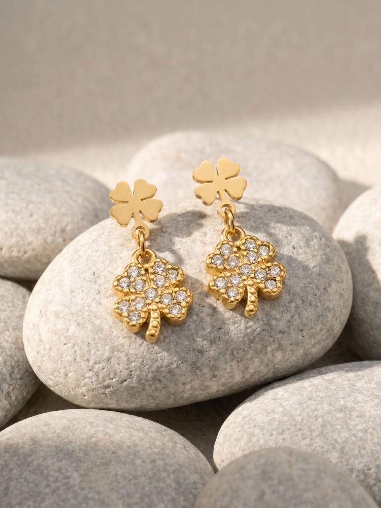 Stainless Steel Stud Earrings with Sparkling Cubic Zirconia