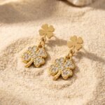 Stainless Steel Stud Earrings with Sparkling Cubic Zirconia