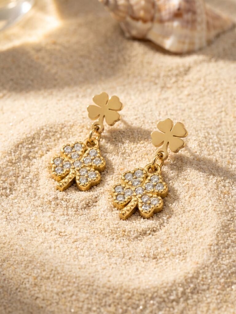 Stainless Steel Stud Earrings with Sparkling Cubic Zirconia