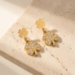 Stainless Steel Stud Earrings with Sparkling Cubic Zirconia
