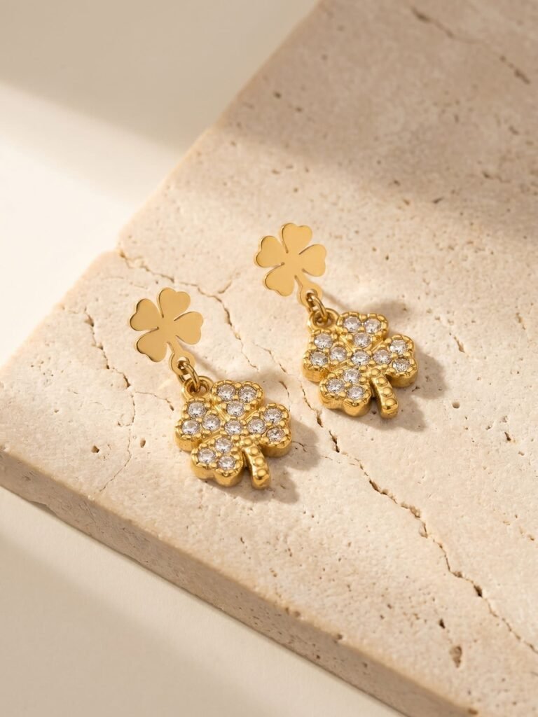 Stainless Steel Stud Earrings with Sparkling Cubic Zirconia