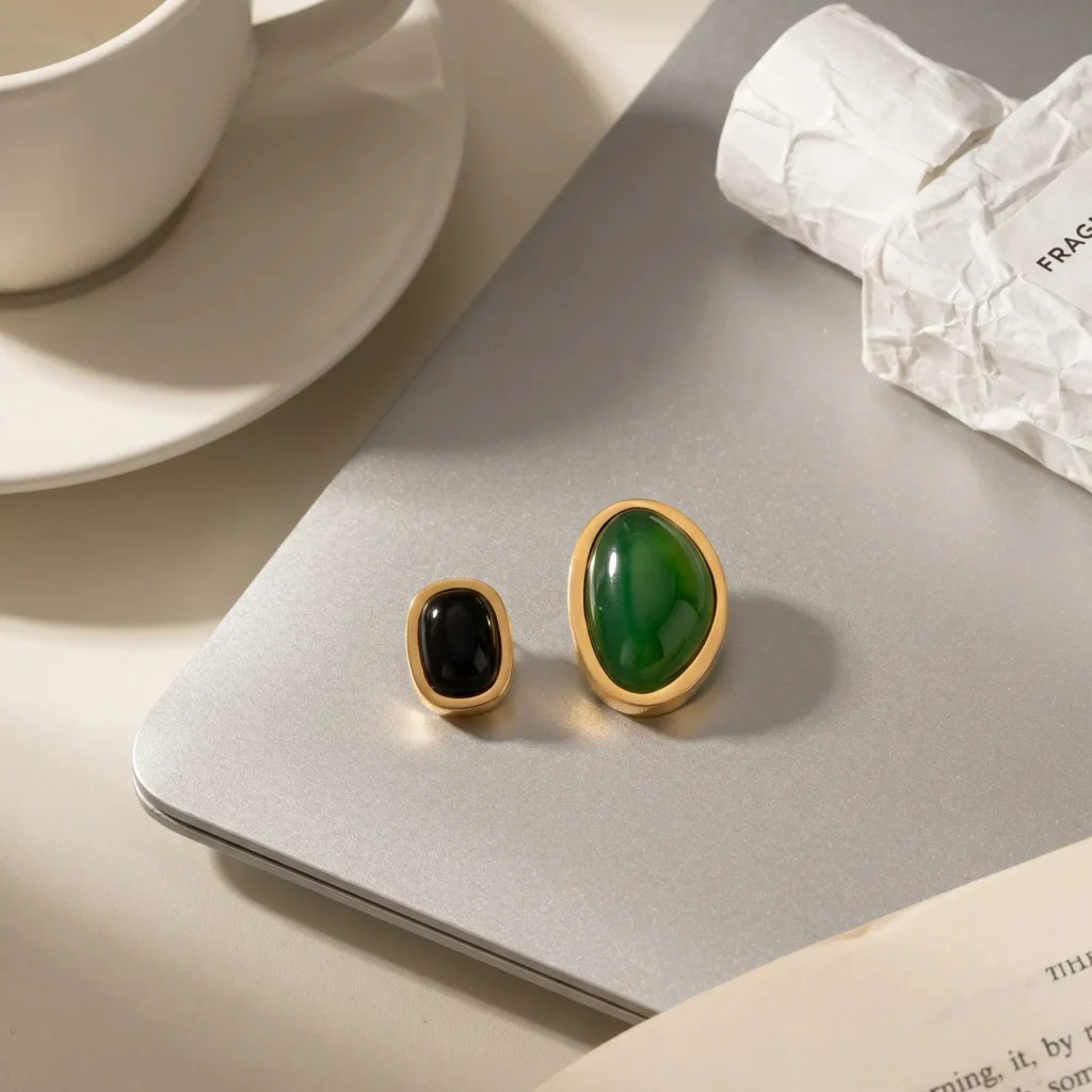 Fashion Green & Black Agate Earrings – Premium Stainless Steel Jewelry