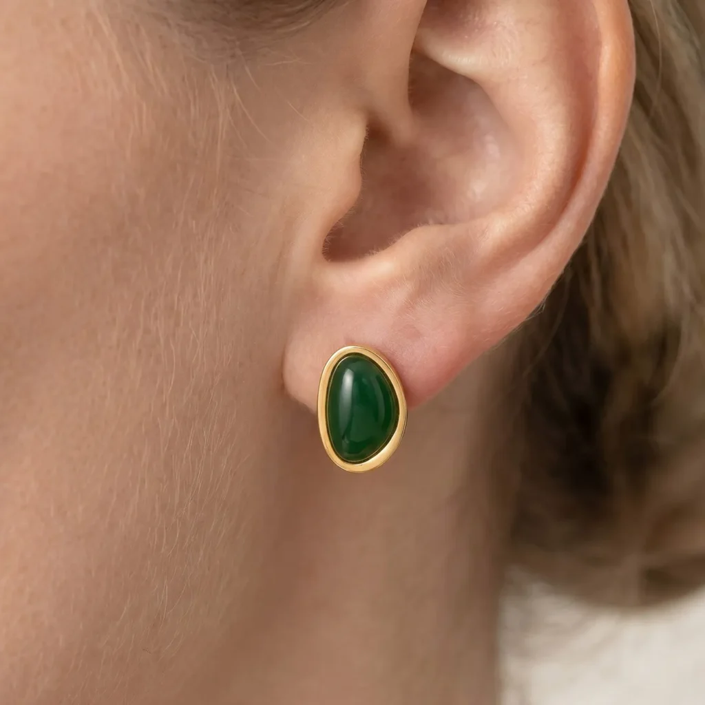 Fashion Green & Black Agate Earrings – Premium Stainless Steel Jewelry