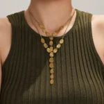 Minimalist Hammered Teardrop Tassel Collarbone Necklace-P135