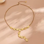 Minimalist Hammered Teardrop Tassel Collarbone Necklace-P135