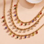 Sparkling Rainbow Cubic Zirconia Tassel Necklace-P136