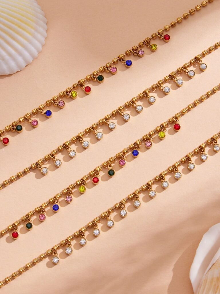 Sparkling Rainbow Cubic Zirconia Tassel Necklace-P136