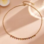 Sparkling Rainbow Cubic Zirconia Tassel Necklace-P136