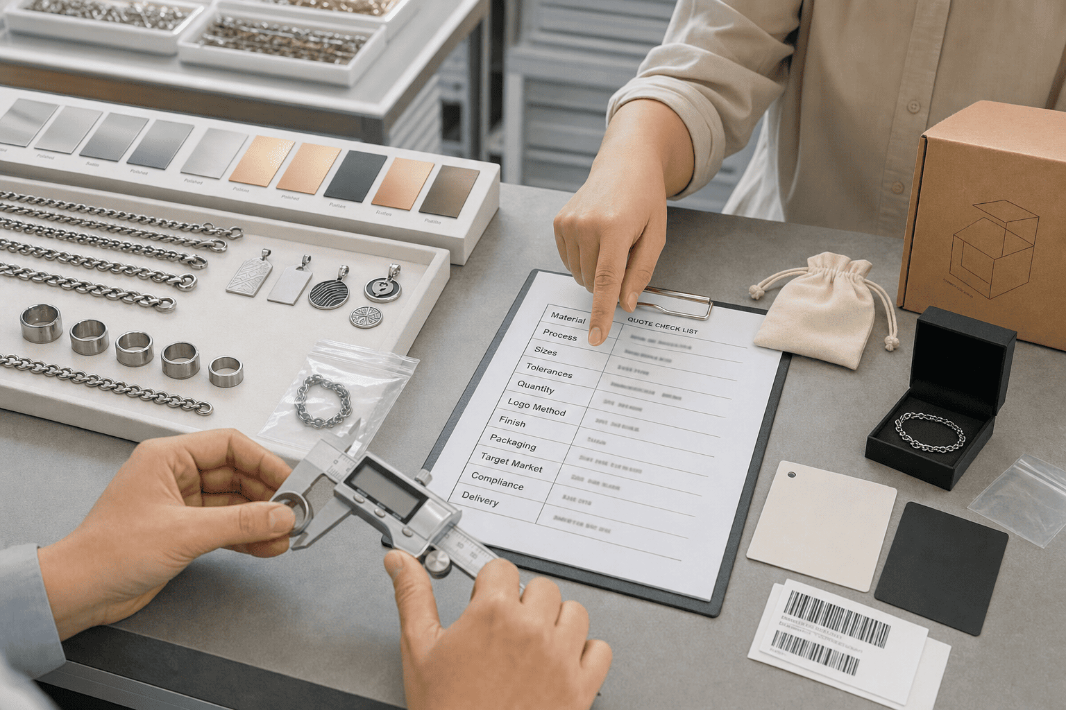 Jewelry Manufacturer Quote Checklist quotation details for a jewelry manufacturer