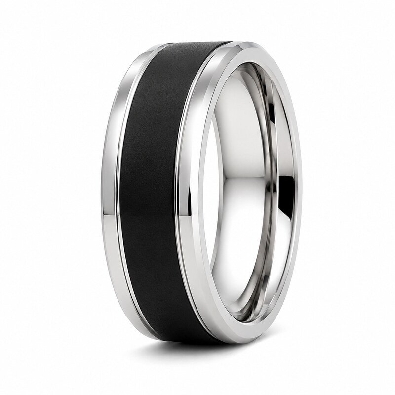 Black Stainless Steel Men's Wedding Band - main product image