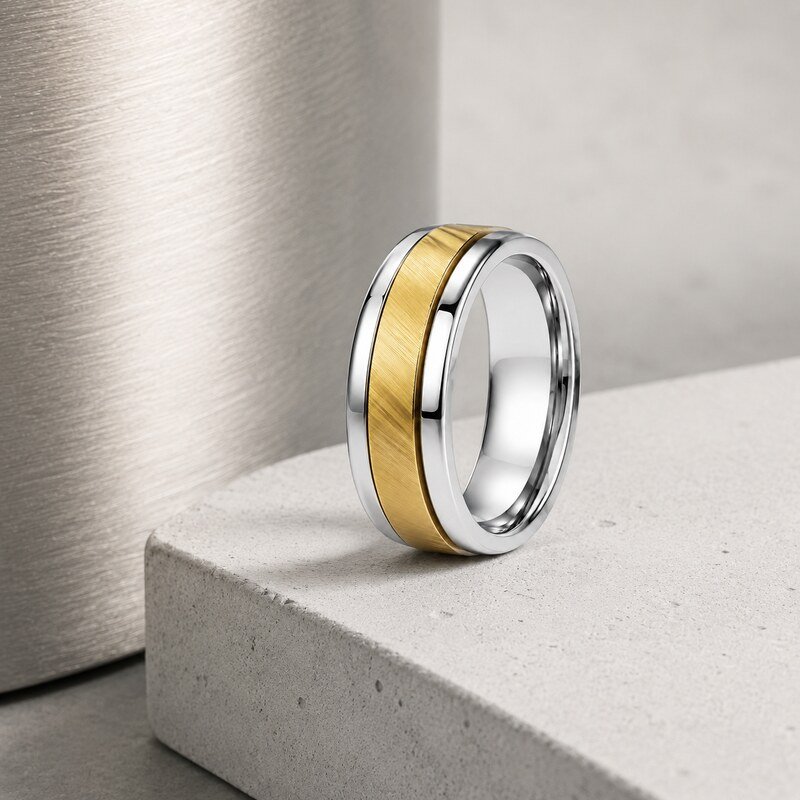 Two-Tone Stainless Steel Spinner Ring - lifestyle product image
