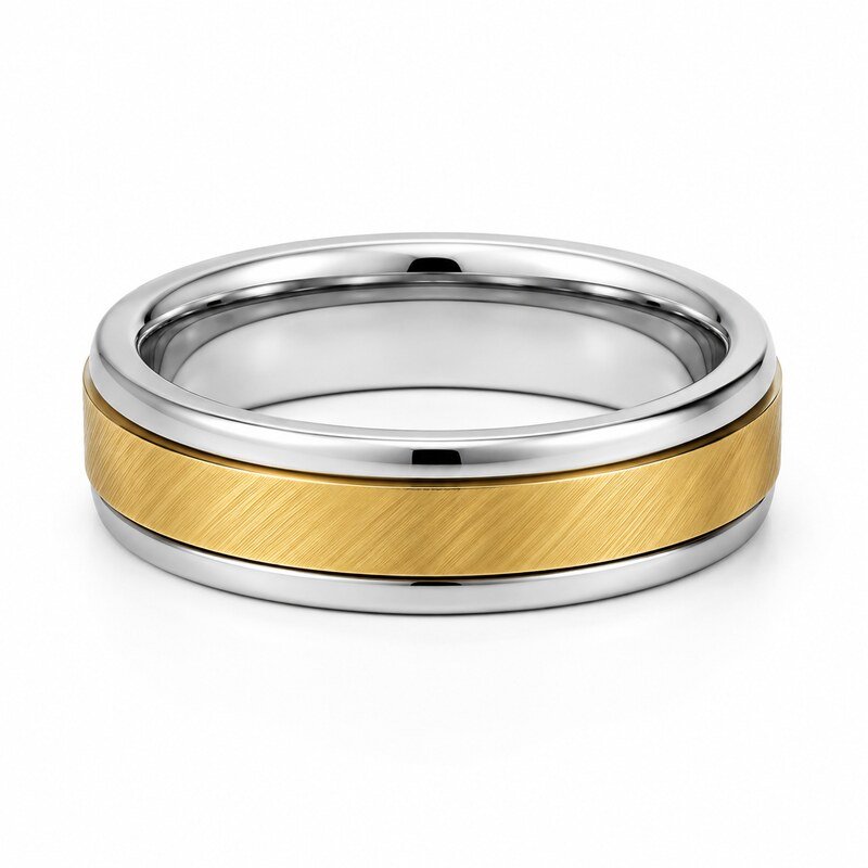 Two-Tone Stainless Steel Spinner Ring - side and structure view