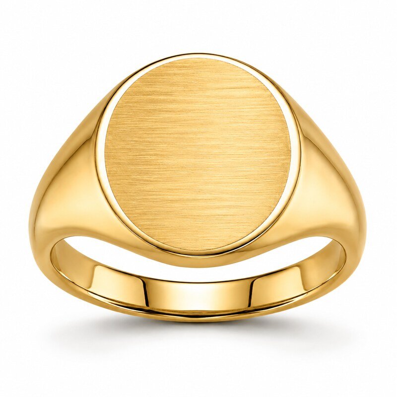 Gold Stainless Steel Blank Oval Signet Ring - front view