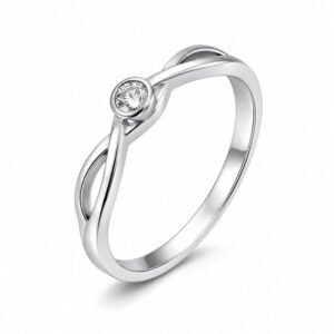 Silver Stainless Steel Infinity Solitaire Ring