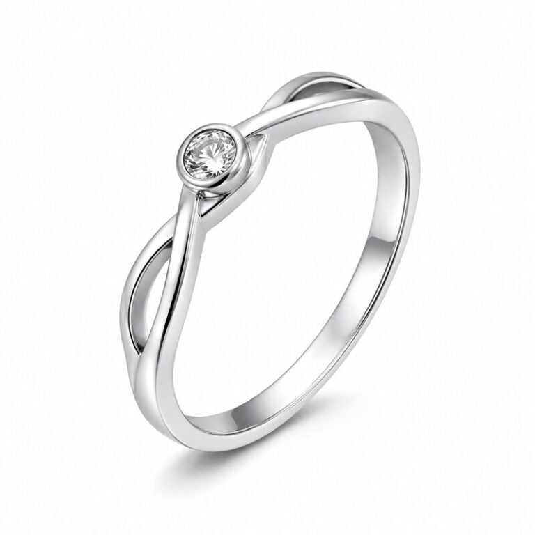 Silver Stainless Steel Infinity Solitaire Ring - main product image