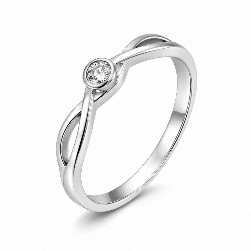 Silver Stainless Steel Infinity Solitaire Ring - main product image