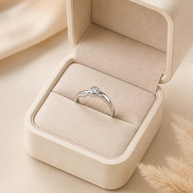 Silver Stainless Steel Infinity Solitaire Ring - wholesale packaging image