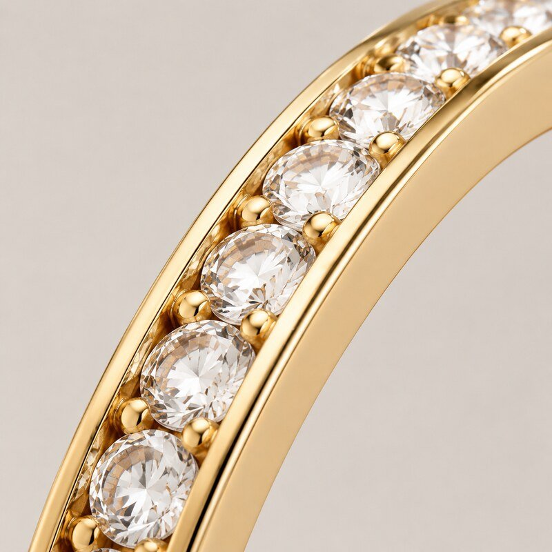 Gold Stainless Steel CZ Eternity Band - material and finish detail