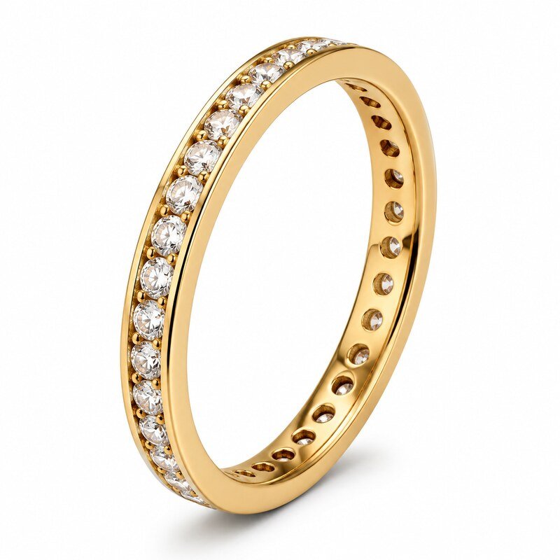 Gold Stainless Steel CZ Eternity Band - main product image