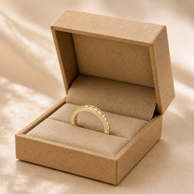 Gold Stainless Steel CZ Eternity Band - wholesale packaging image