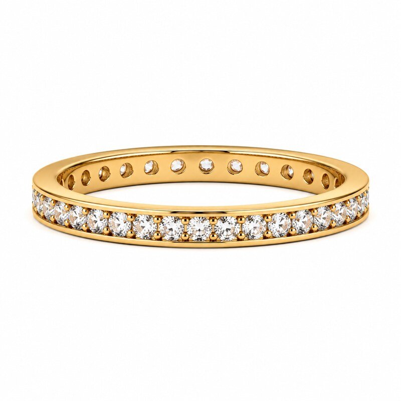 Gold Stainless Steel CZ Eternity Band - side and structure view