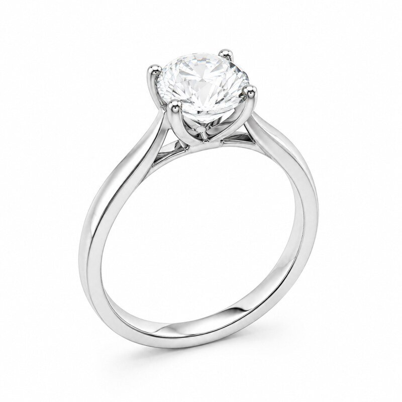 Silver Stainless Steel CZ Engagement Ring - front view