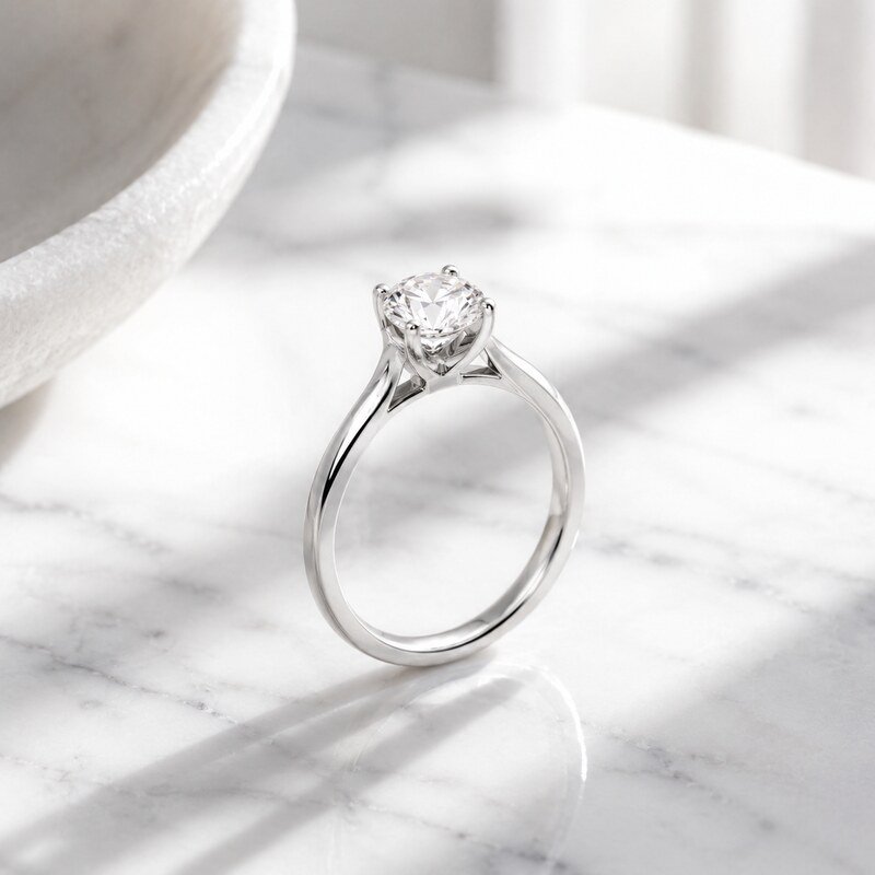 Silver Stainless Steel CZ Engagement Ring - lifestyle product image